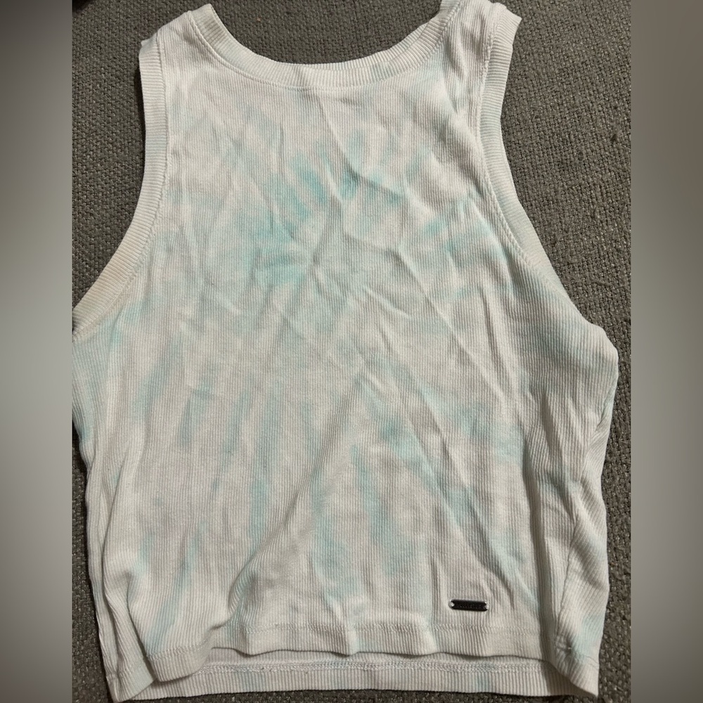 Hollister White and Light Blue Tank Top